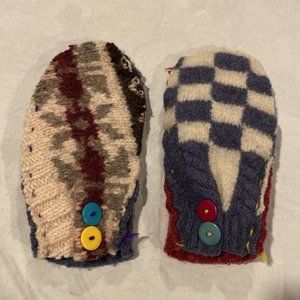 Crispin Ffrench Recycled Mittens Wool Handmade Funky Mismatched Patchwork Boho